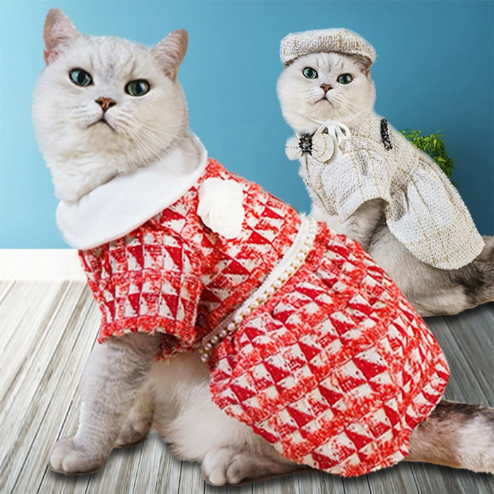 French cat red dress