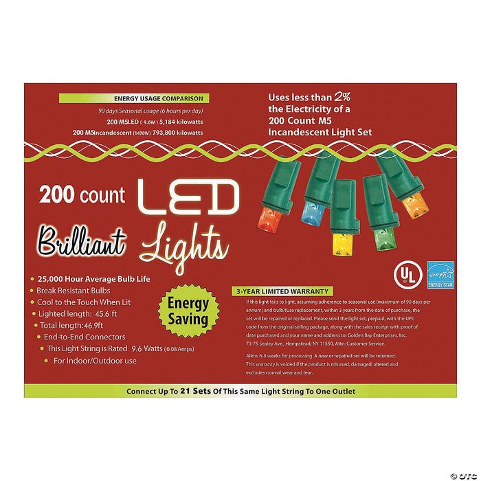 200-Count M5 Multicolor Christmas String Lights