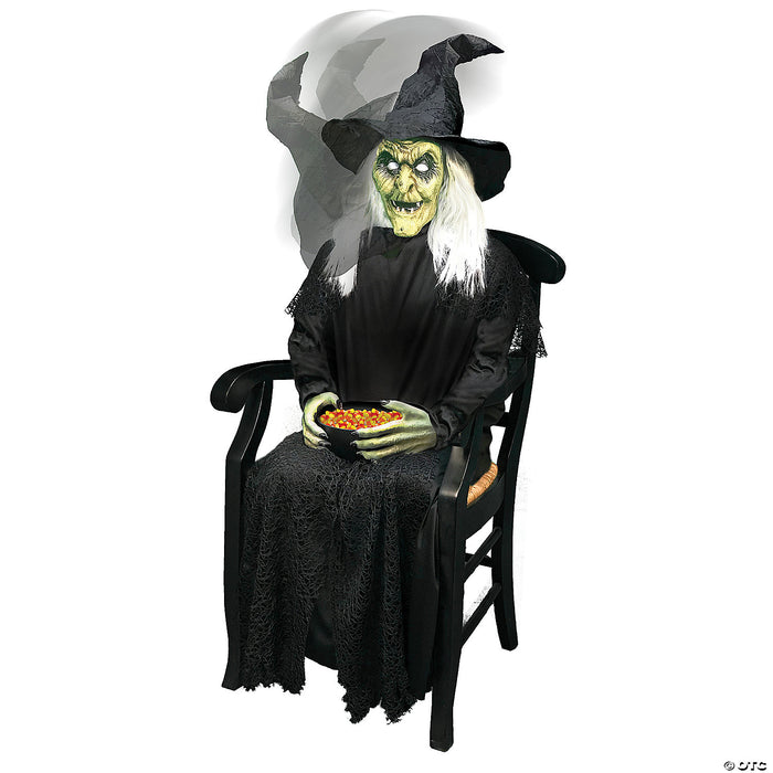 21" Animated Sitting Witch Halloween Prop