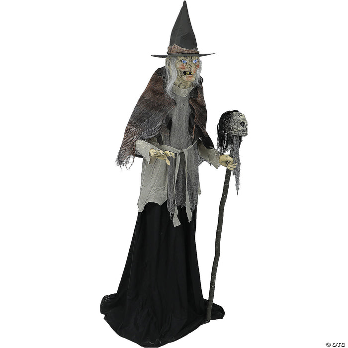 6' Lunging Witch With Digital Eyes Animated Pro