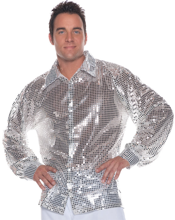 Silver Sequin Shirt Costume - Shine Bright on the Dance Floor! 🌟💿