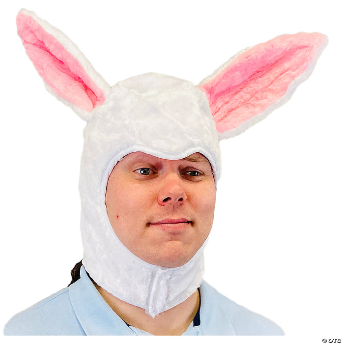 Soft White Bunny Hood for Adults