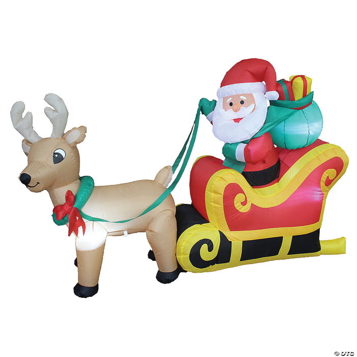 Blow Up Inflatable Santa On Sleigh Inflatable Outdoor Yard Decoration