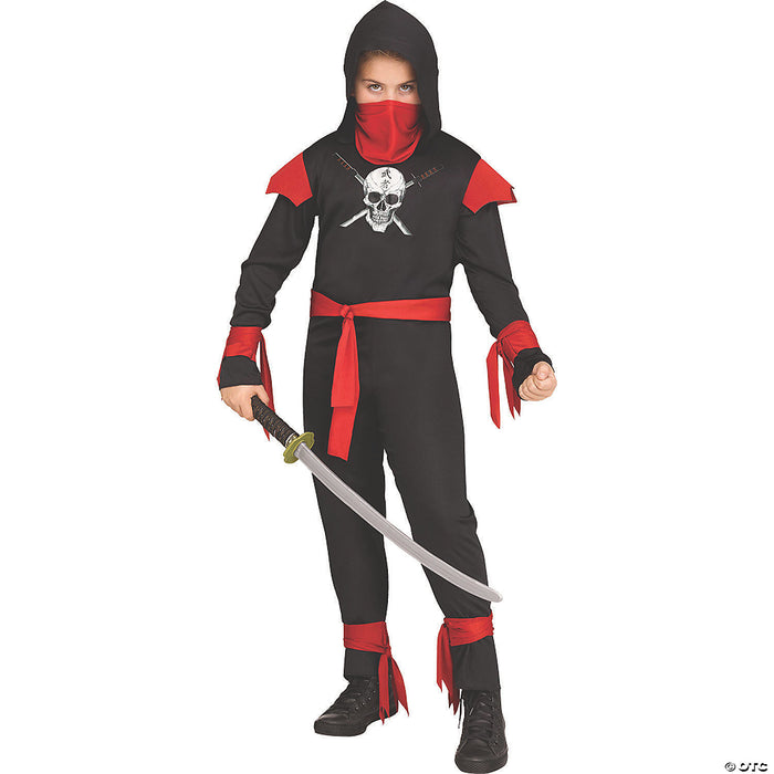 Boy's Black Skull Ninja Costume - Large