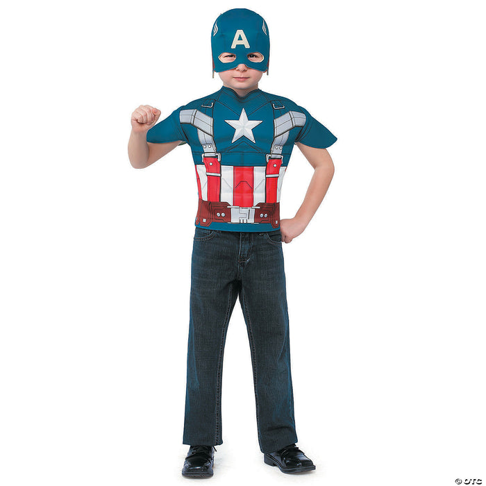 Boy’s Captain America™ T-Shirt & Mask Costume - Small