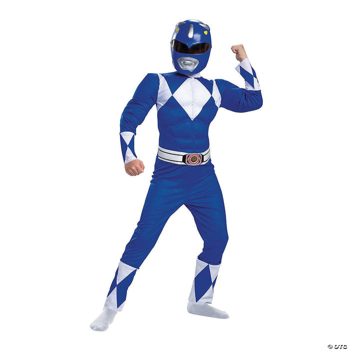 Boy's Classic Muscle Mighty Morphin Blue Ranger Costume - Medium