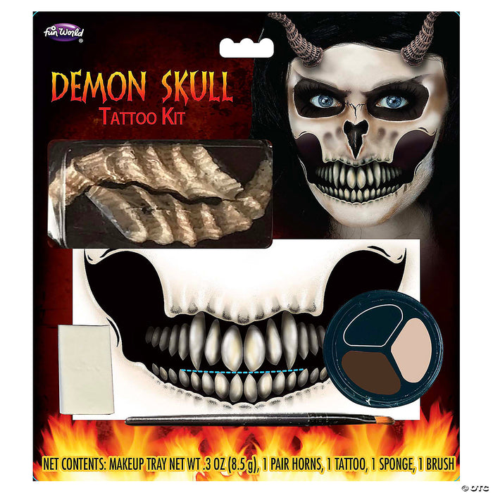 Demon Skull Tattoo & Horns Makeup Kit