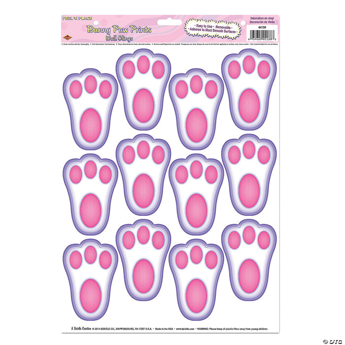 Easter Bunny Paw Prints Window Clings