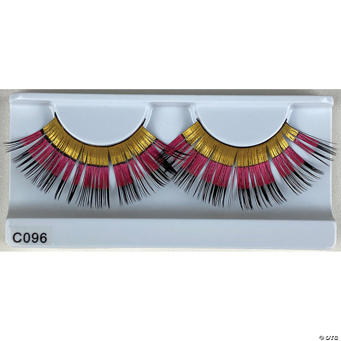 Gold Pink and Black Striped Eyelashes