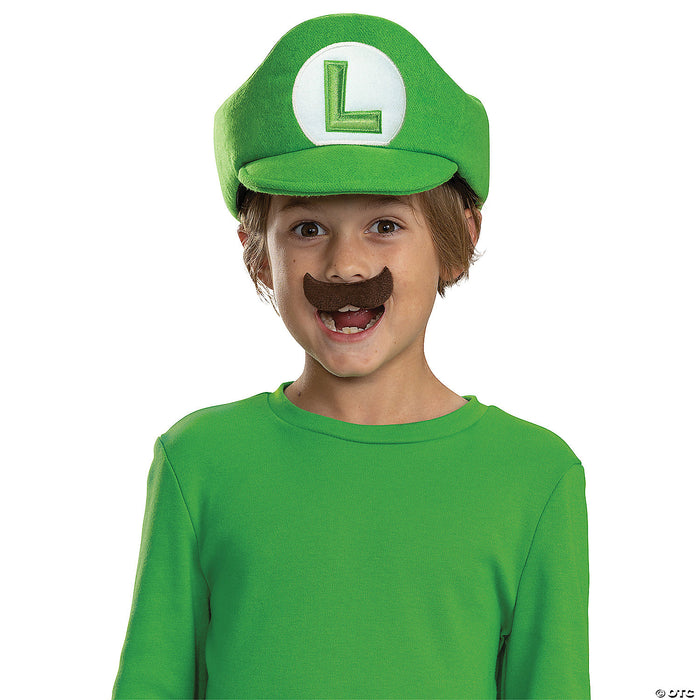 Kids Elevated Mario Bros. Luigi  Hat & Mustache Costume Accessory