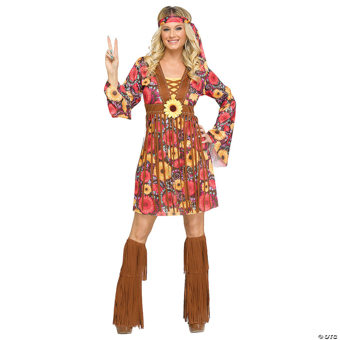 Adult Flower Power Hippie Costume Medium/Large 10-14