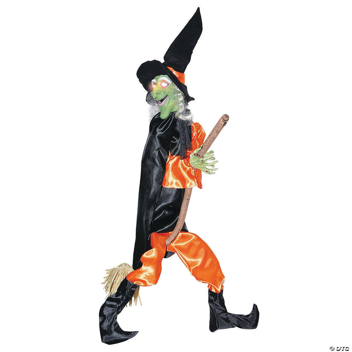 48" Hanging Leg Kicking Witch With Broom Halloween Decoration