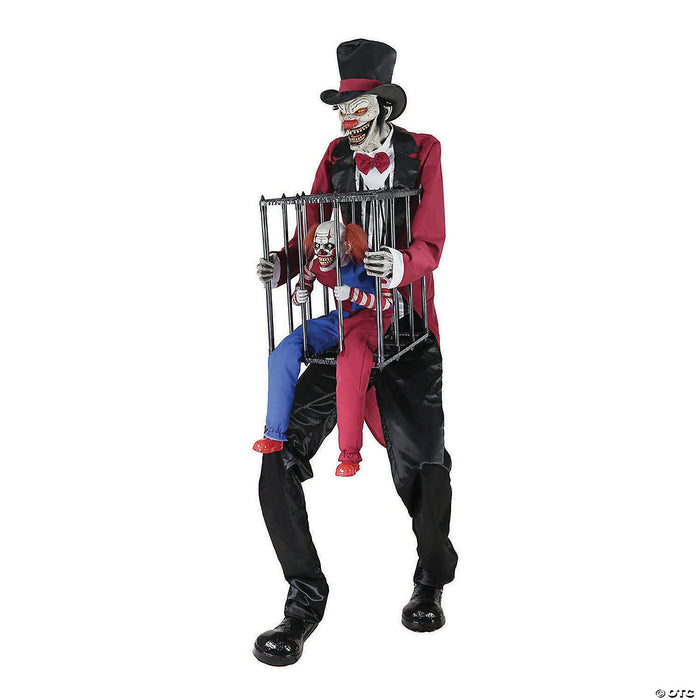 7' Rotten Ringmaster with Caged Clown Halloween Decoration