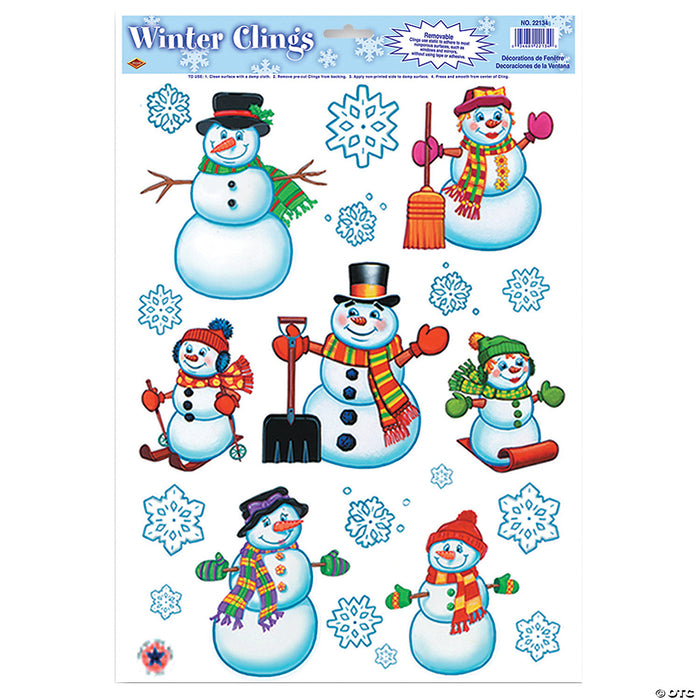 Snowman And Snowflake Window Clings