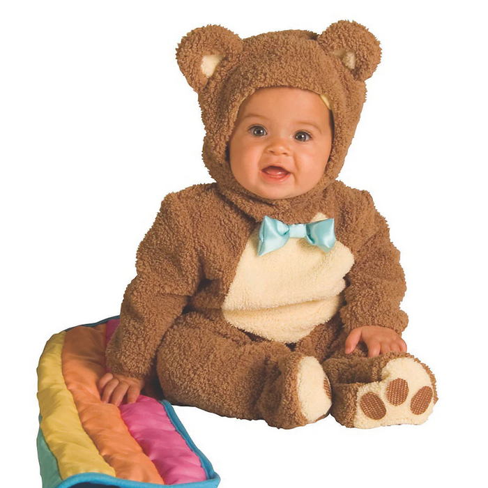 Cuddly Oatmeal Bear with Rainbow Blankee Costume - Your Baby's First Halloween Delight! 🐻🌈