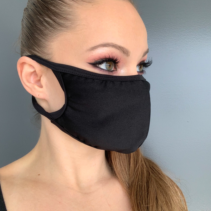 Solid Lycra Face Mask - Black / O/S - image 1