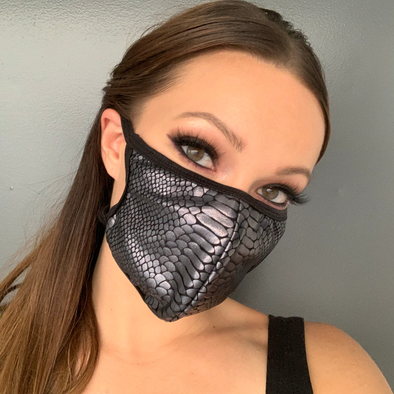 Snake Print Face Mask - Black - Black Snake / O/S - image 1