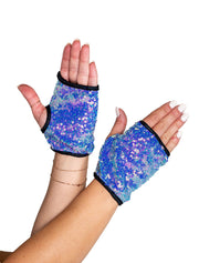 6042 - Open Finger Sequin Gloves - Hot Pink / O/S - image 2