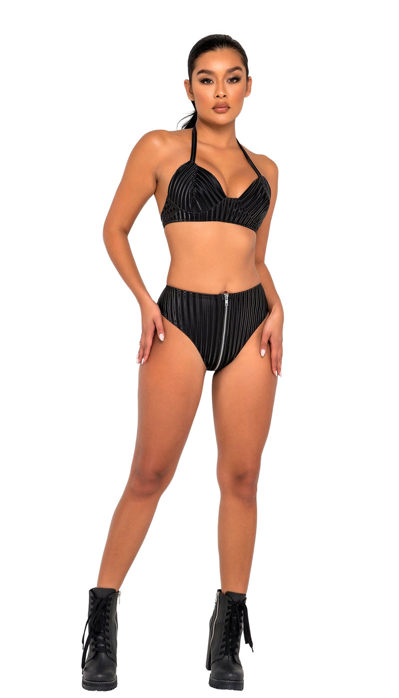 6125 - High-Waisted Zip-Up Shorts - Black / L - image 1