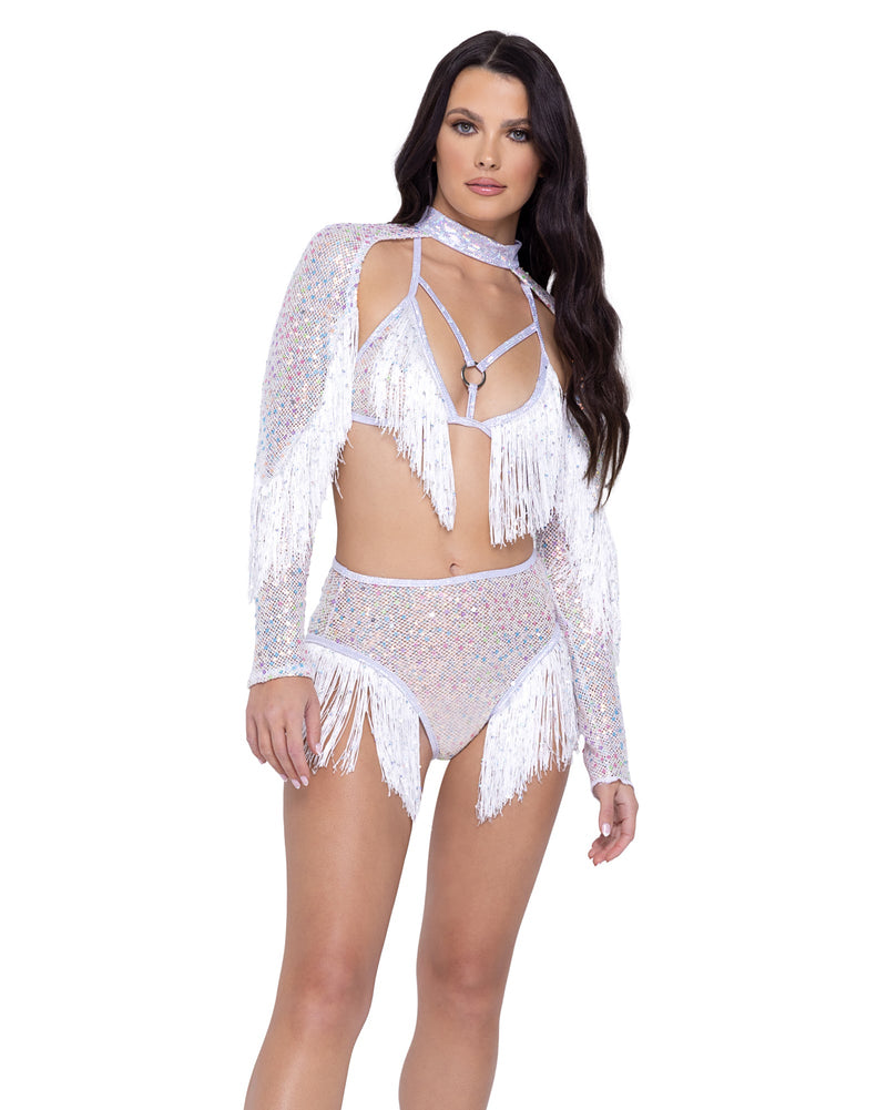 6222 - Sequin Fishnet Shrug - Black / L - image 2