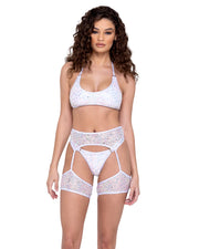 6230 - Sequin Fishnet Garter Belt - Black / L - image 2