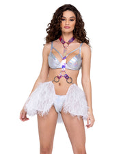 6241 - Faux Fur Skirt - Purple/Multi / L/XL - image 2