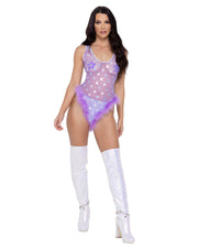 6272 - Sheer Stars Romper - Green/Silver / L - image 2