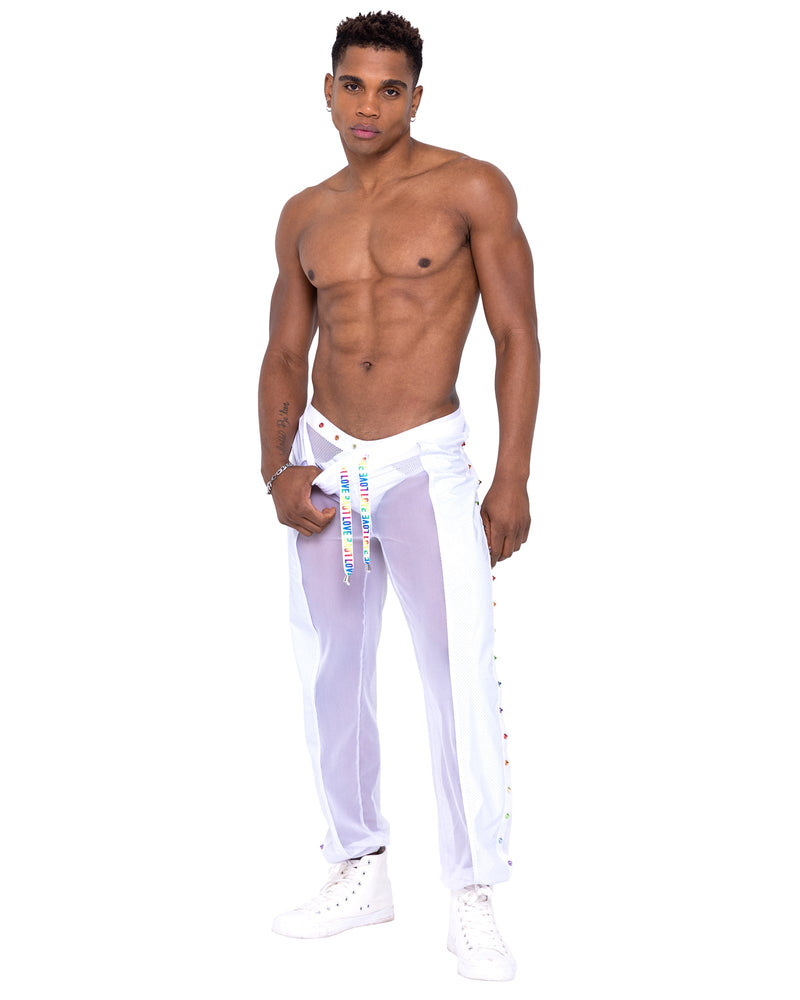 6335 - Mens Pride Vinyl Mesh & Mesh Joggers - Black/Multi / L - image 2