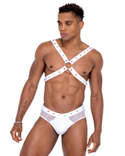 6336 - Mens Pride Fishnet & Vinyl Briefs - Black / L - image 1