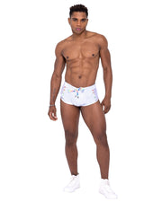 6338 - Mens Pride Mesh Vinyl Runner Shorts - Black/Multi / L - image 2