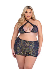 6433 - Sequin Fishnet Criss-Cross Top - Black / L - image 1