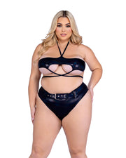6544 - Shimmer High-Waisted Shorts - Black / L - image 1