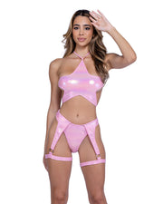 6444 - Metallic Iridescent Shorts - Baby Pink / L - image 1