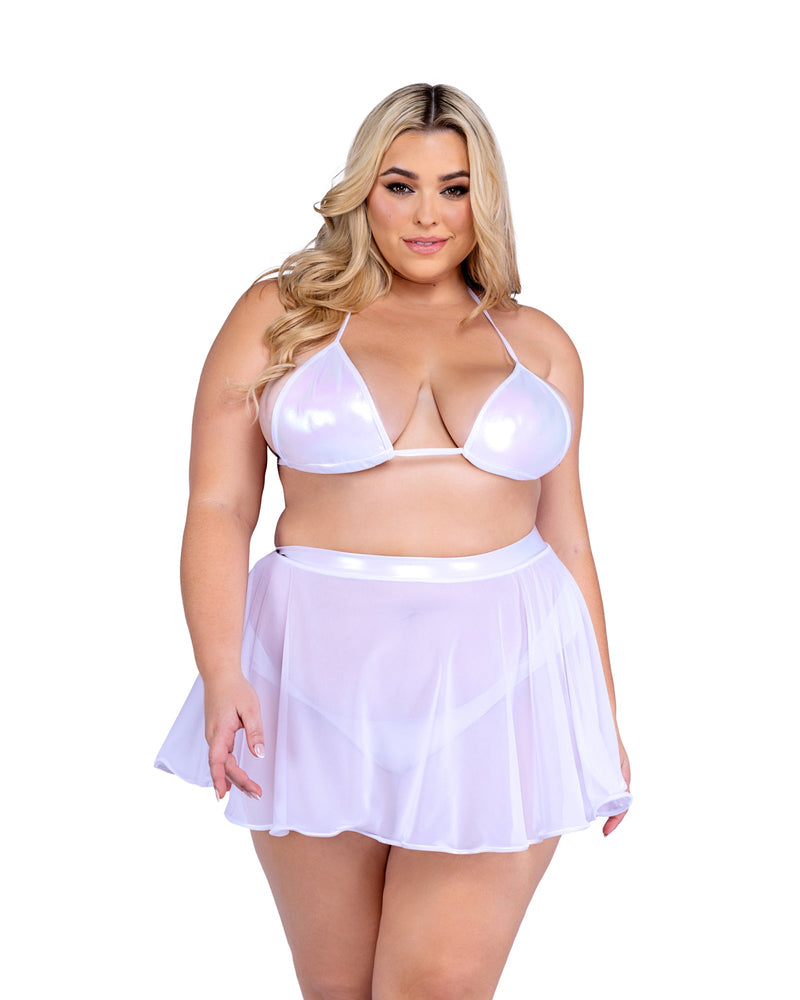 6542 - Sheer Mesh Skirt - White / XL - image 1