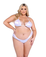 6453 - Metallic Iridescent Thong Back Shorts - Baby Pink / L - image 2