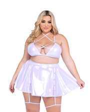 6454 - Metallic Iridescent Criss Cross Bikini Top - Baby Pink / L - image 2