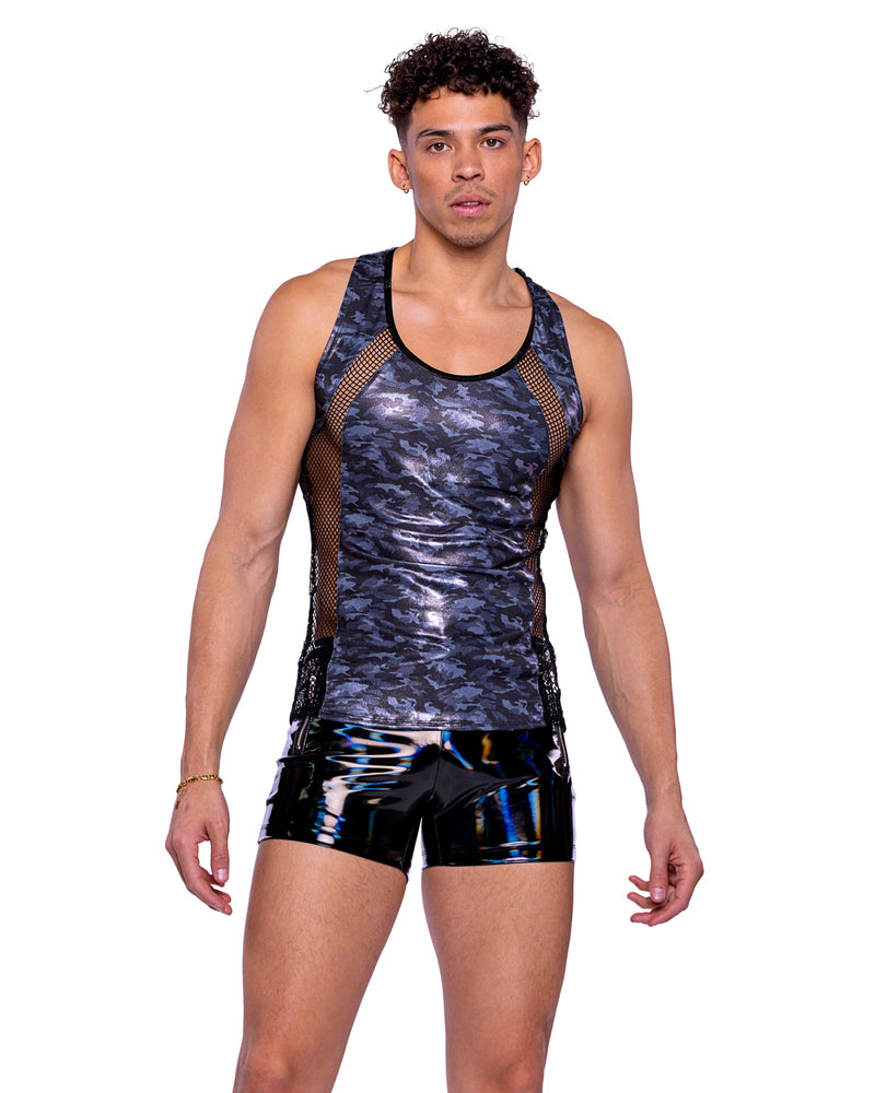 6520 - Shimmer Camouflage Tank Top - Black/Grey / L - image 1