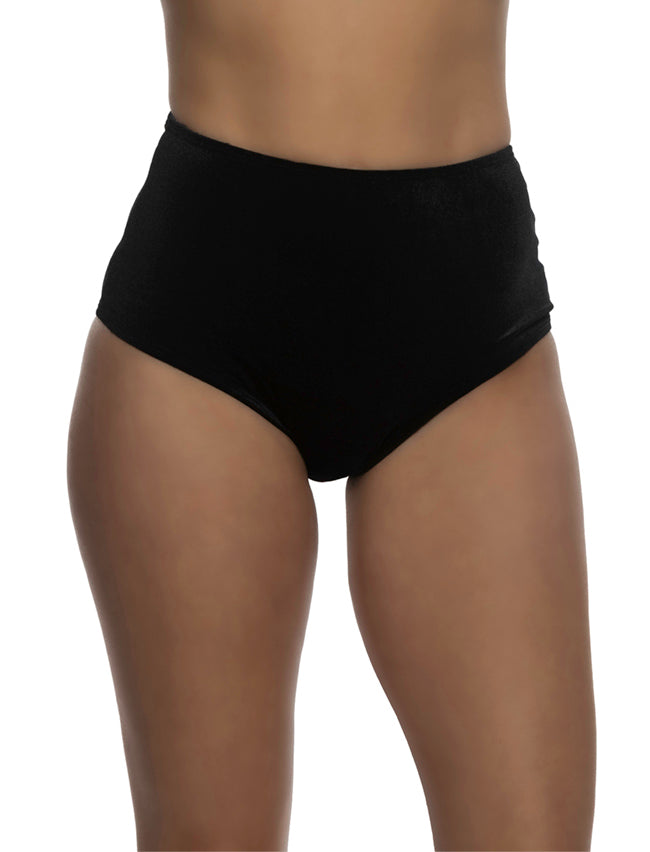 6628 - 1pc High Waist Cheeky Velvet Shorts - Black / L - image 1