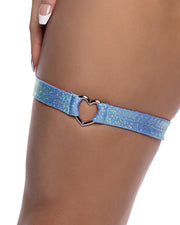 6659 - Shimmer Garter with Heart Shaped Hardware - Baby Blue / O/S - image 2