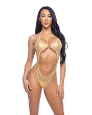 6703 - Holographic Fishnet Cutout Romper - Blue / O/S - image 3