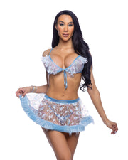 6720 - Butterfly & Sequin Skirt with Faux Fur Trim - Blue / L/XL - image 1