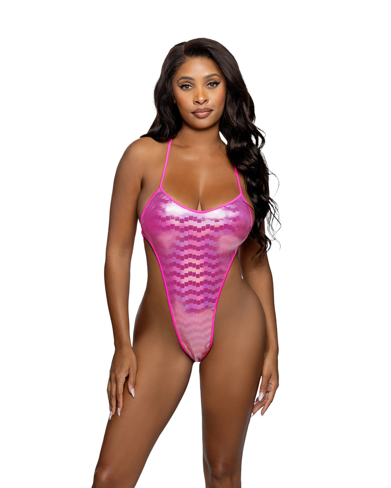 6754 - Shimmer String-Back Bodysuit - Black / O/S - image 3