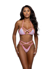 6779 - 2PC Sequin Strappy Ring Bikini Set - Neon Yellow / O/S - image 1