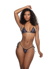 6793 - 2PC Print Spandex Tie-Side Bikini Set - Black / O/S - image 1