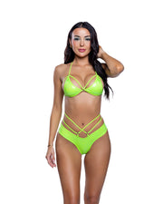 6798 - 2PC Holographic Python Strappy Short Set - Hot Pink / M/L - image 3