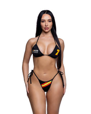 6804 - 2PC Racer Print Tie-Side Bikini Set - Black / O/S - image 1