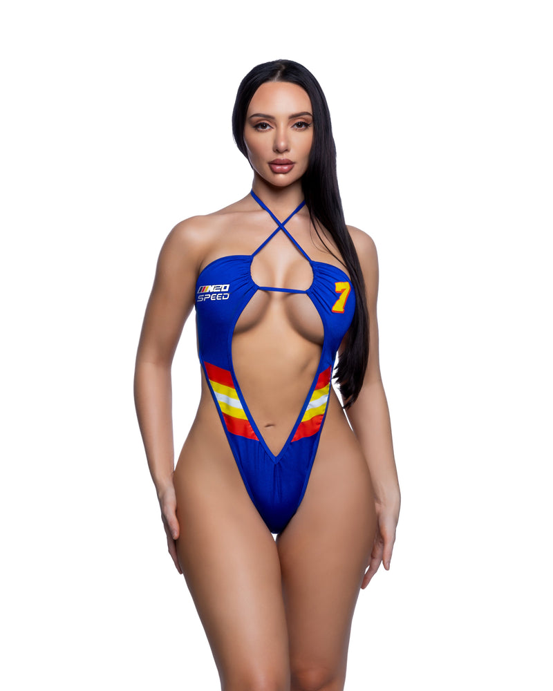 6806 - Racer Print Deep Plunge 1PC - image 1