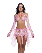 JR262 - Sequin Butterfly Top & Skirt Set - Baby Blue / M/L - image 3