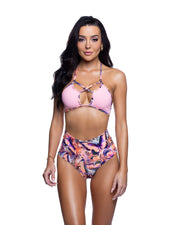 JR267 - Criss-Cross Halter Top - Baby Pink / O/S - image 1
