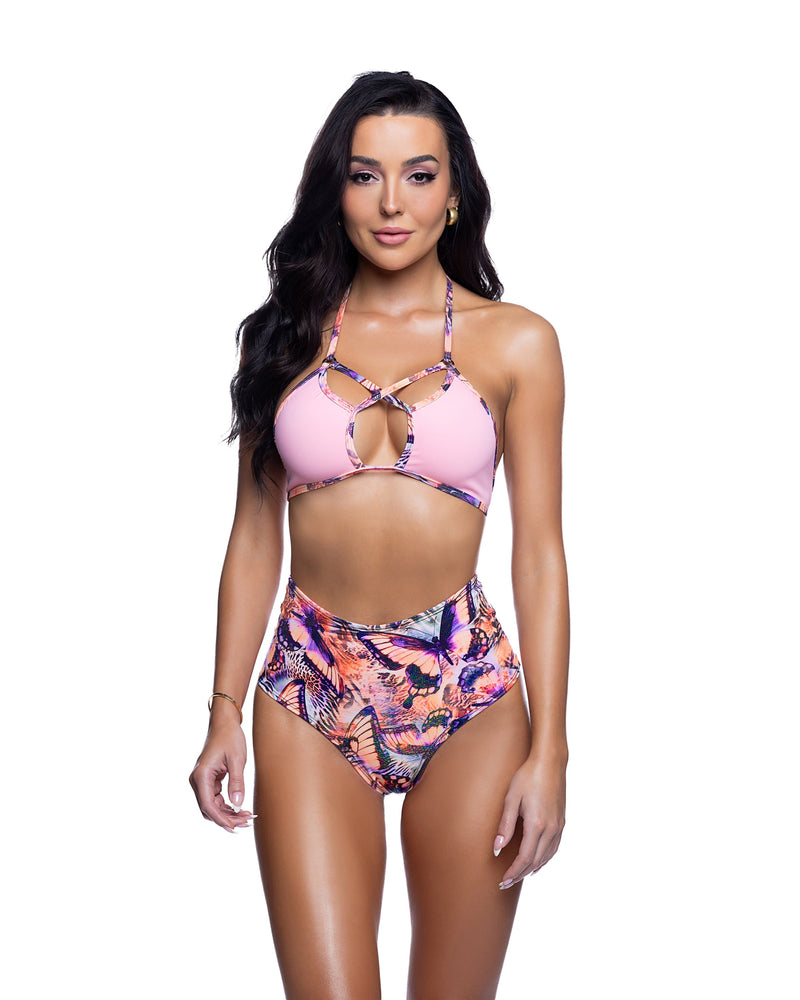 JR267 - Criss-Cross Halter Top - Baby Pink / O/S - image 1